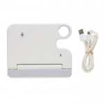 Soporte de carga de plástico reciclado inalámbrico para 3 dispositivos color blanco quinta vista