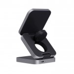 Cargador portable inalámbrico de aluminio reciclado 3 en 1 color gris segunda vista