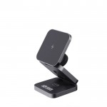 Cargador portable inalámbrico de aluminio reciclado 3 en 1 color gris vista de impresión