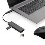 Hubs USB de plástico reciclado con 4 puertos color gris oscuro segunda vista