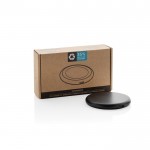 Cargador magnético inalámbrico de plástico reciclado y bambú 3 en 1 color negro segunda vista con caja