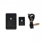 Cargador inalámbrico de plástico reciclado con soporte de carga 3 en 1 color negro tercera vista