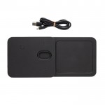 Bandeja de poliéster reciclado con cargador inalámbrico 3 en 1 color negro cuarta vista