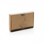 Cargador inalámbrico 3 en 1 de aluminio reciclable de 15W color negro segunda vista con caja