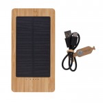 Powerbank de 100% bambú con panel solar de carga 10.000 mAh color marrón cuarta vista