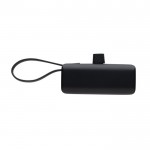 Batería externa con conector lightning y diversos puertos 3.000 mAh color negro cuarta vista
