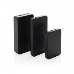 Batería externa de plástico reciclado con dos puertos 5.000 mAh color negro vista general