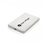 Powerbank con carga inalámbrica magnética indicador 5.000 mAh color plateado vista con logo