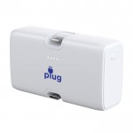 Powerbank de plástico reciclado con indicador de carga 20W color blanco vista con logo