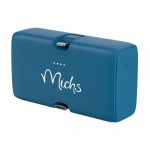 Powerbank de plástico reciclado con indicador de carga 20W color azul vista con logo