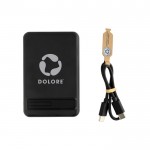 Powerbank magnético de bambú carga inalámbrica 5.000 mAh color negro vista con logo