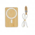 Powerbank magnético de bambú carga inalámbrica 5.000 mAh color blanco