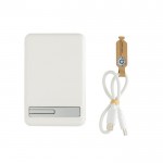 Powerbank magnético de bambú carga inalámbrica 5.000 mAh color blanco segunda vista