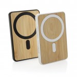 Powerbank magnético de bambú carga inalámbrica 5.000 mAh color blanco vista general