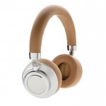 Auriculares de diadema con micrófono color marrón