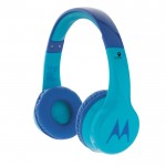 Auriculares inalámbricos para niños color azul vista con logo