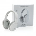 Auriculares inalámbricos de gran duración color blanco vista con en caja