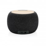 Altavoz personalizado de bambú con micrófono color gris oscuro cuarta vista