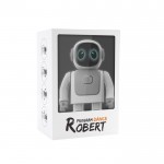 Robot Robert que baila con conexión móvil y altavoz incorporado color blanco vista con caja