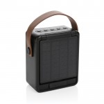 Altavoz inalámbrico con panel solar que incluye asa y lámpara LED color negro tercera vista