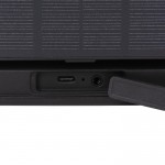 Altavoz inalámbrico con panel solar que incluye asa y lámpara LED color negro octava vista