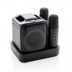 Set de karaoke de plástico reciclado con dos micros y altavoz 5W color negro