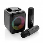 Set de karaoke de plástico reciclado con dos micros y altavoz 5W color negro segunda vista