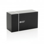 Altavoz BT 5.3 en aluminio reciclado con graves potentes 10W Swiss Peak color gris vista con caja