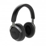 Auriculares diadema con diseño supraaural y cancelación de ruido color negro vista con logo