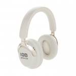 Auriculares diadema con diseño supraaural y cancelación de ruido color blanco vista con logo
