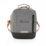 Bolsa nevera de diseño urbano color gris oscuro vista con logo