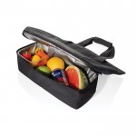 Elegante bolsa nevera 2 en 1 de RPET con forro de PEVA de 20L color negro cuarta vista