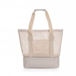 Elegante bolsa nevera 2 en 1 de RPET con forro de PEVA de 20L color beige tercera vista