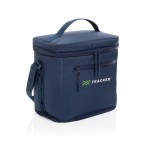 Nevera eco con asa superior resistente y correa de hombro 10L color azul marino vista con logo