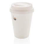 taza takeaway con logotipo blanco