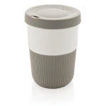 Taza take away con logo sostenible color gris