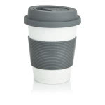 Taza con tapa para merchandising color gris