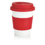 Taza con tapa para merchandising color rojo