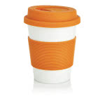 Taza con tapa para merchandising color naranja