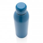Botella promocional de acero reciclado color azul tercera vista