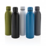 Botella promocional de acero reciclado color azul vista general
