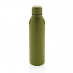 Botella promocional de acero reciclado color verde militar quinta vista
