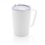 Taza térmica de acero reciclado con asa color blanco septima vista