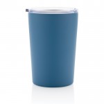 Taza térmica de acero reciclado con asa color azul cuarta vista