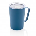 Taza térmica de acero reciclado con asa color azul septima vista