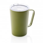 Taza térmica de acero reciclado con asa color verde militar septima vista