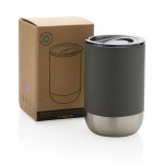 Vaso termo de acero reciclado color gris oscuro vista con en caja