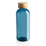 Botella de plástico reciclado tapón de bambú color azul quinta vista