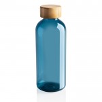 Botella de plástico reciclado tapón de bambú color azul quinta vista