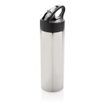 Botellas para deporte de acero con pajita color plateado